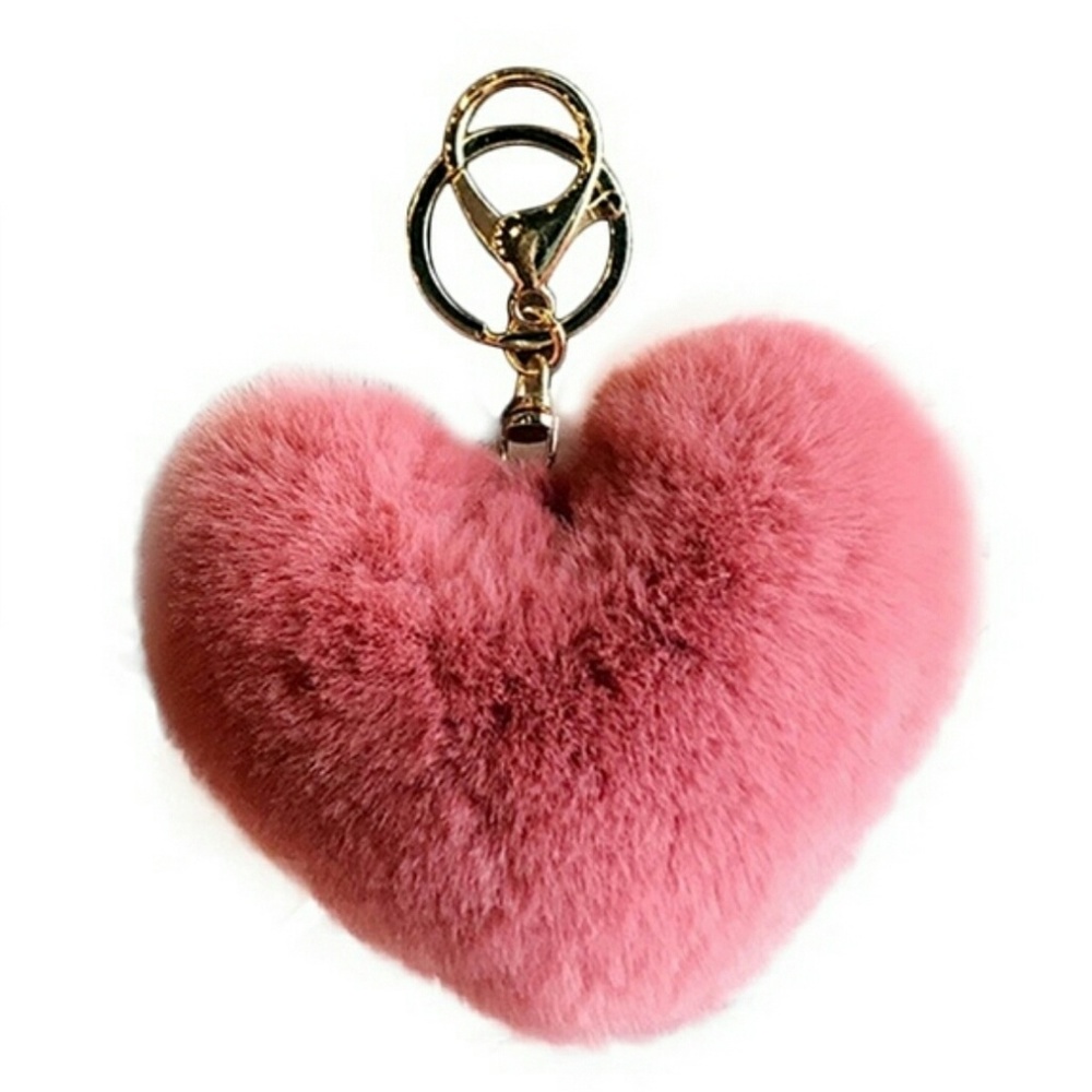 Love Heart PomPom Keychain